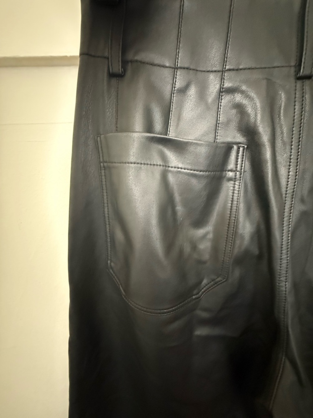 Anthropologie Maeve Colette Black Faux-Leather Cropped Pants, 28P (Petite) - Picture 6 of 9